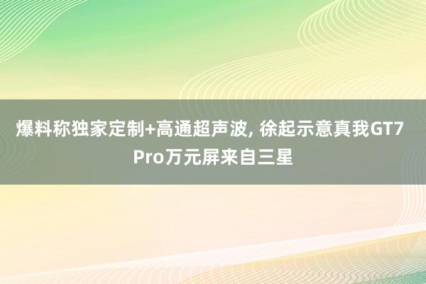 爆料称独家定制+高通超声波, 徐起示意真我GT7 Pro万元屏来自三星