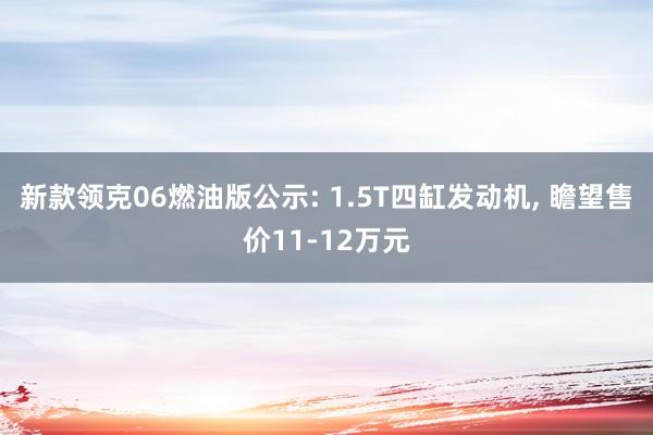 新款领克06燃油版公示: 1.5T四缸发动机, 瞻望售价11-12万元